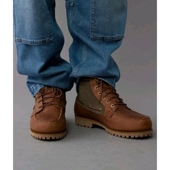 Timberland Oakwell Brown Leather Moc Toe Mid Lace Up Boots Men's Size 11 M - Picture 4 of 11